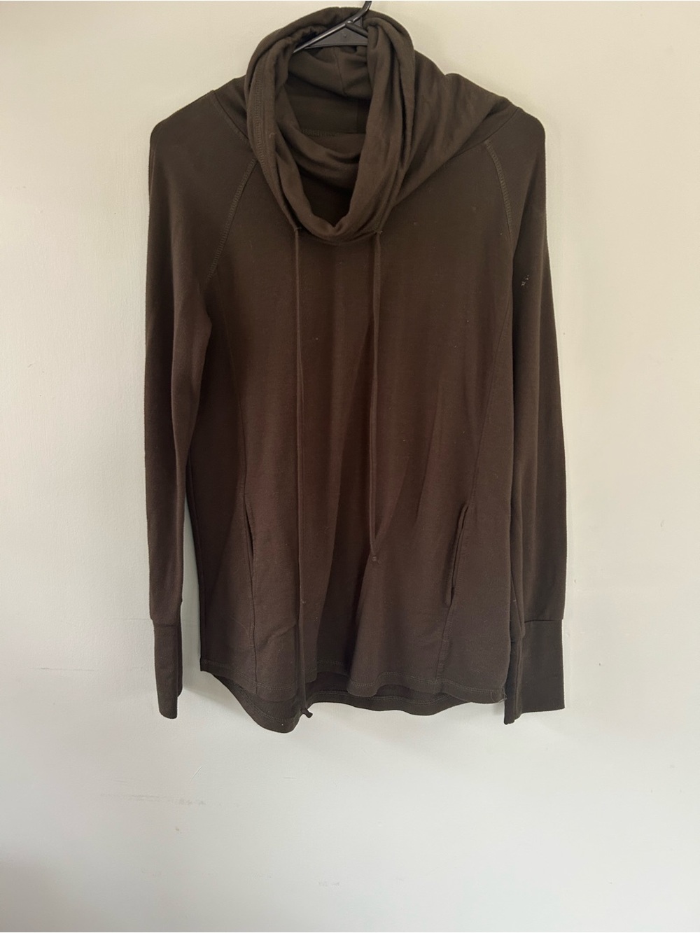 Pink Clover Women's Long Sleeve Cowl Neck Shirt Dark Green Size Small